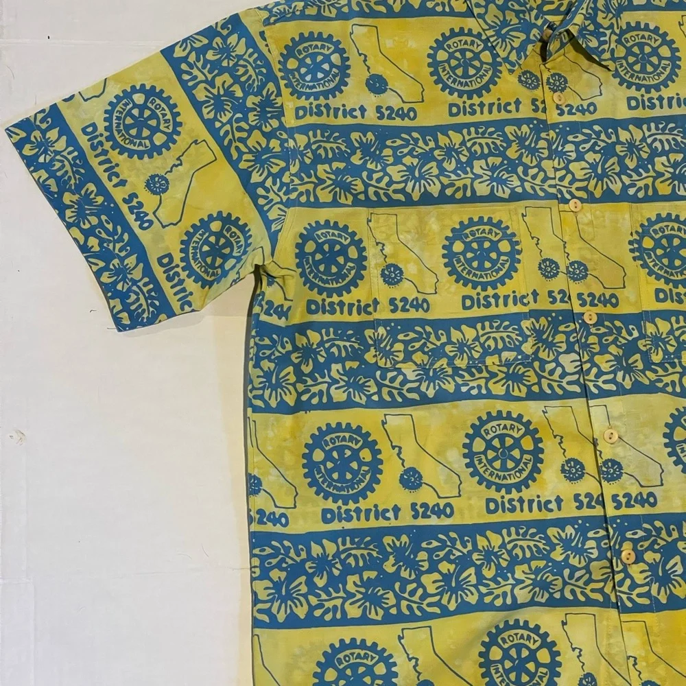 Rum reggae button up‎ shirt mens XL blue/yellow